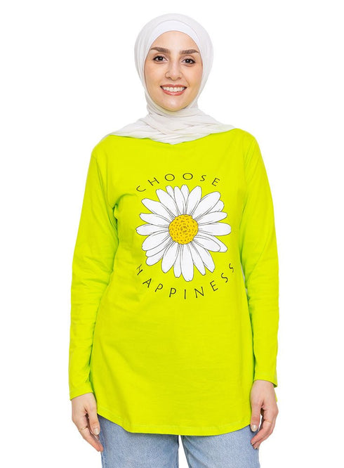 Lime Punch Printed Long - Sleeve Design 34 - Khotwh